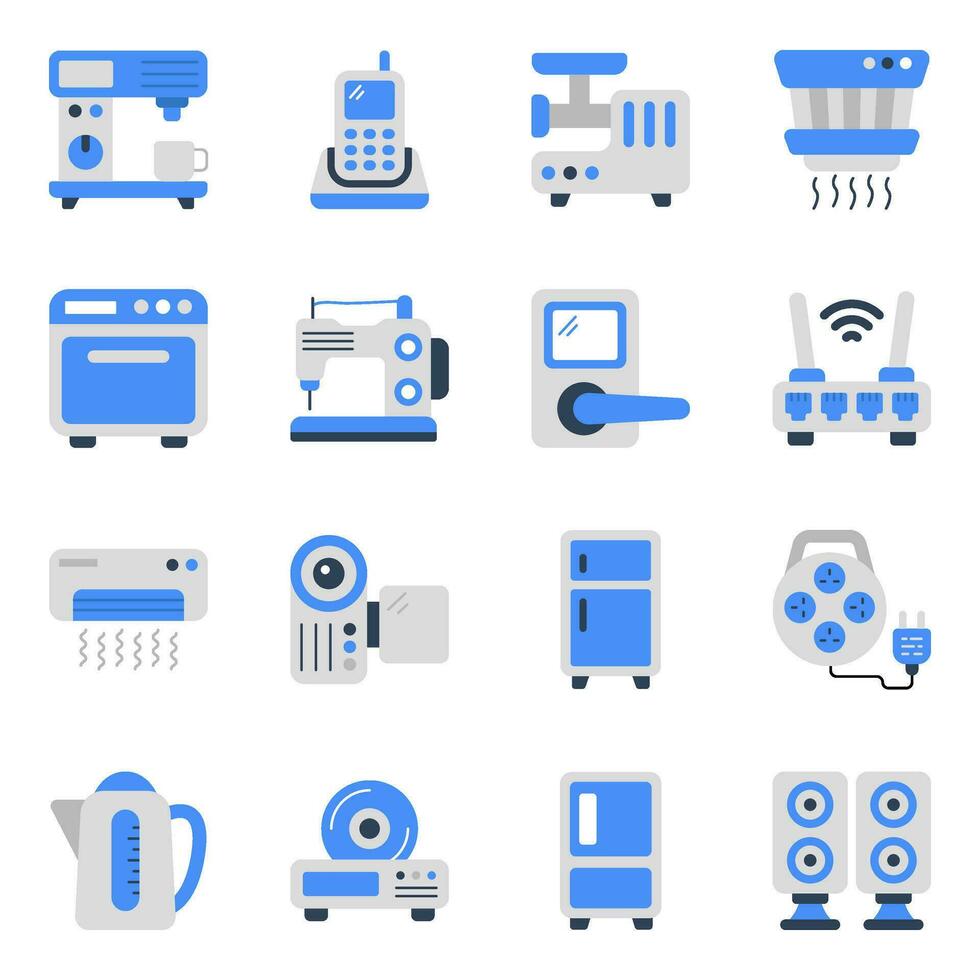 Pack of Gadgets Flat Icons vector