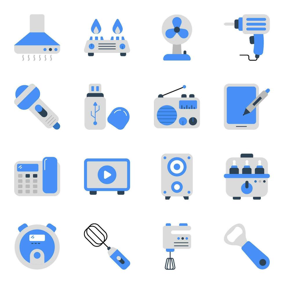 paquete de iconos planos de dispositivos vector