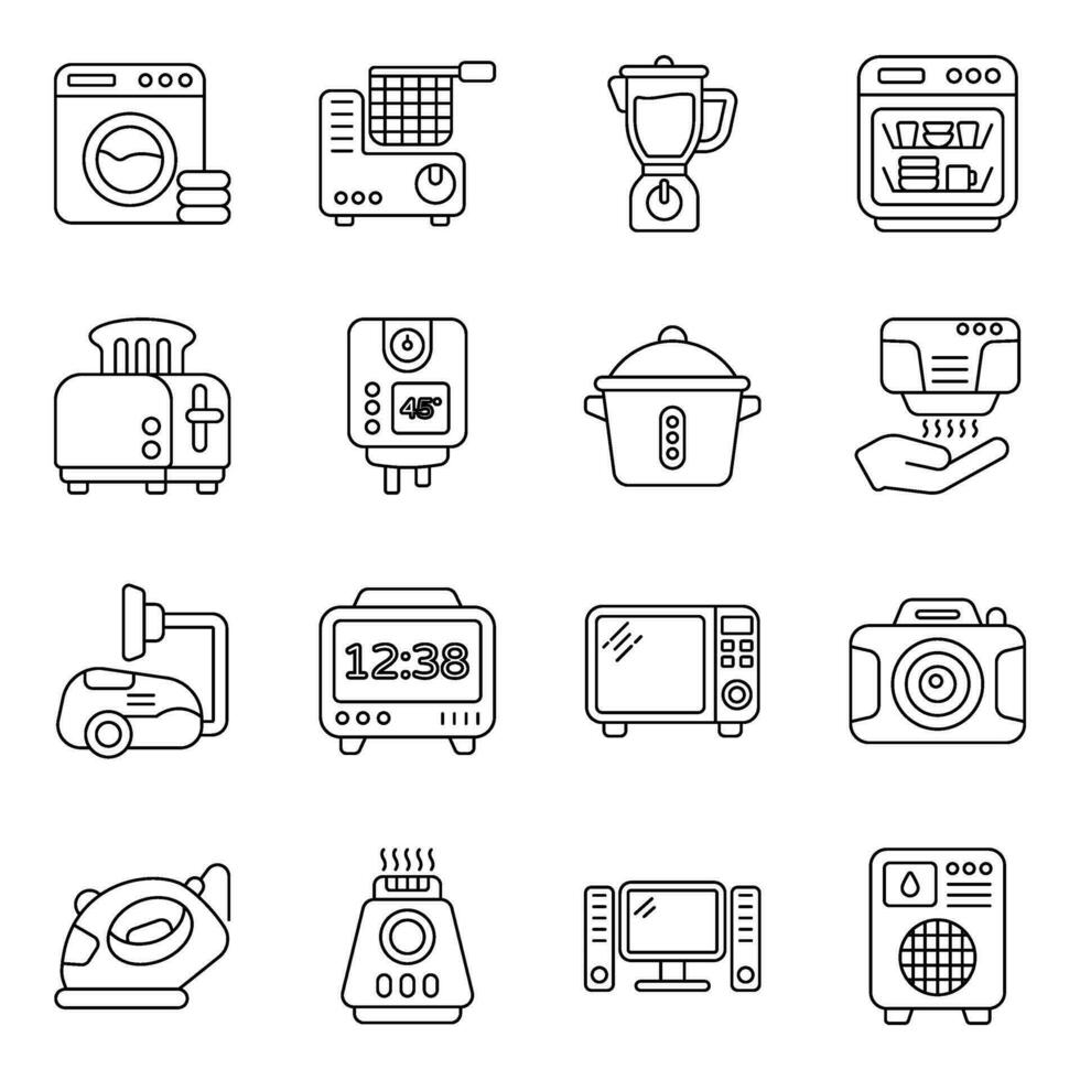 Pack of Appliances Linear Icons vector