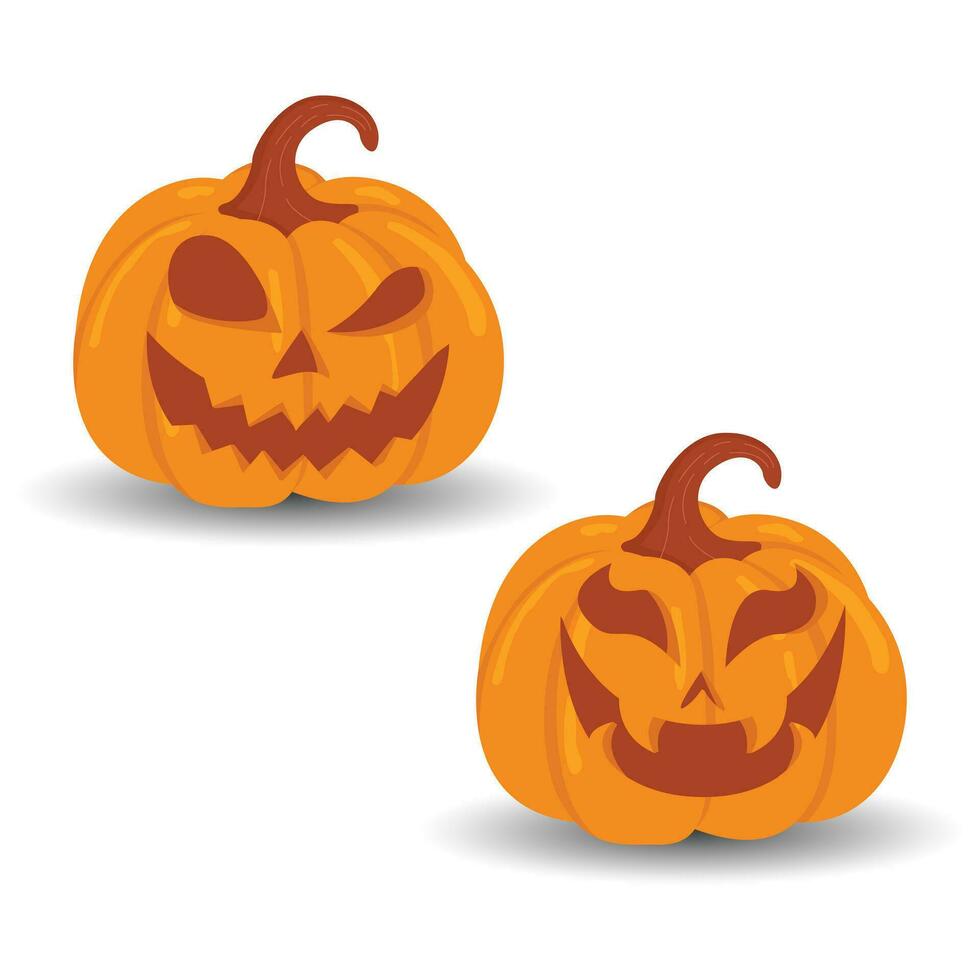Halloween pumpkin vector set isolated on white background.