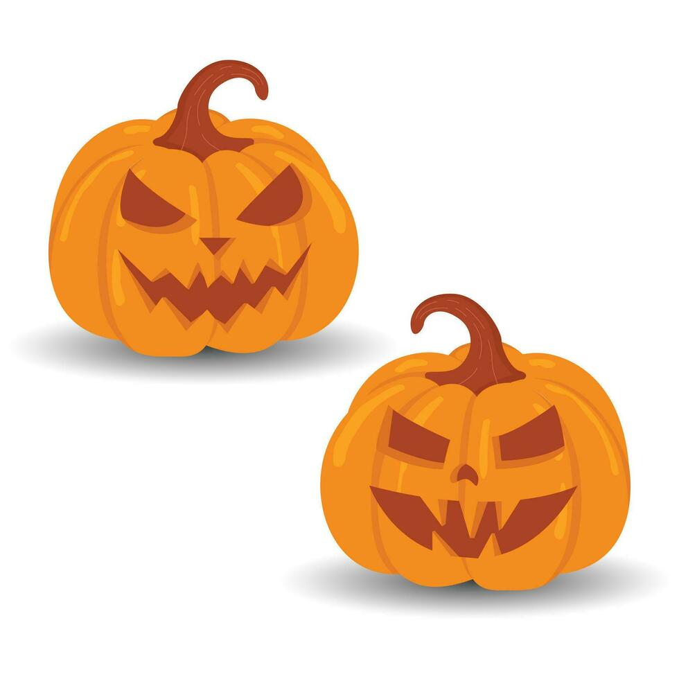 Víspera de Todos los Santos calabaza vector conjunto aislado en blanco antecedentes.