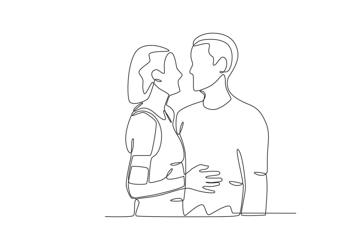 A couple stared at each other lovingly vector