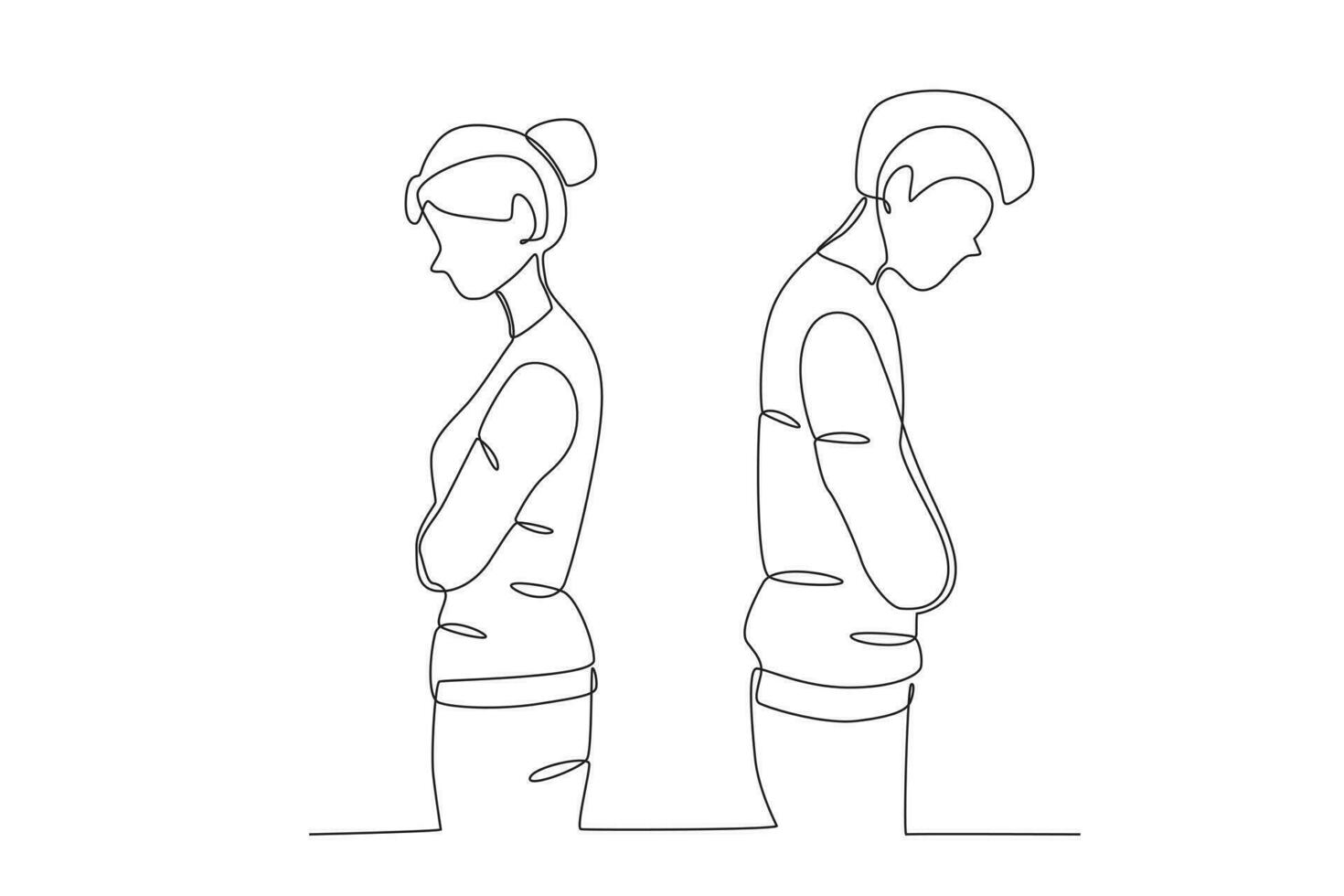 A couple separates back to back from each other vector
