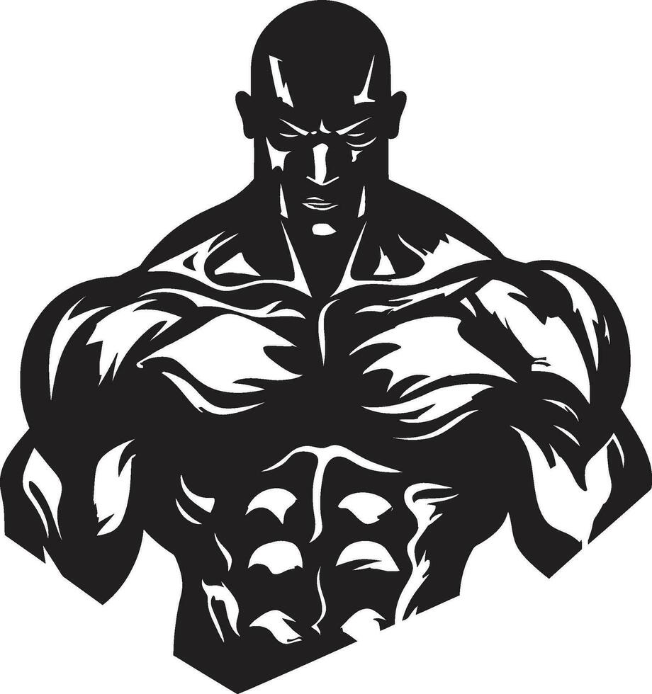 Monochrome Muscles Sculpted Bodybuilder Vector Ink and Iron Black Powerhouse Vector