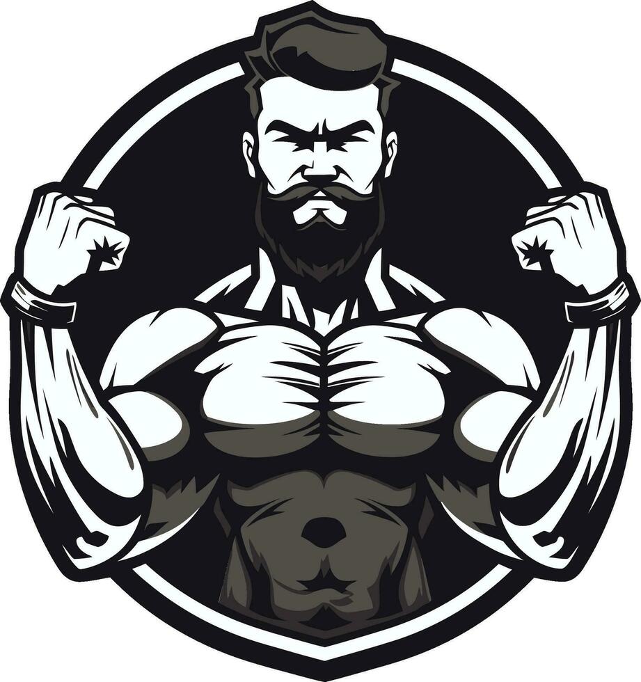 Strength Unleashed Monochromatic Vector of Flexing Prowess Flexing Dominance Black Vector Depiction of a Bodybuilders Glory