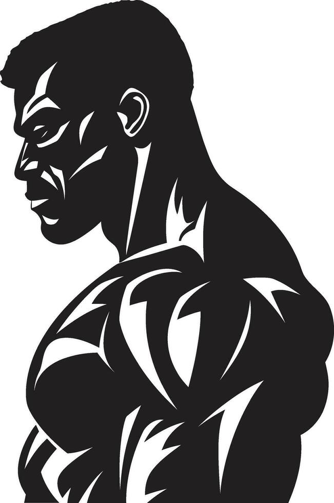 Eternal Vigor Monochromatic Muscle Art Silent Strength Bold Bodybuilder Design vector