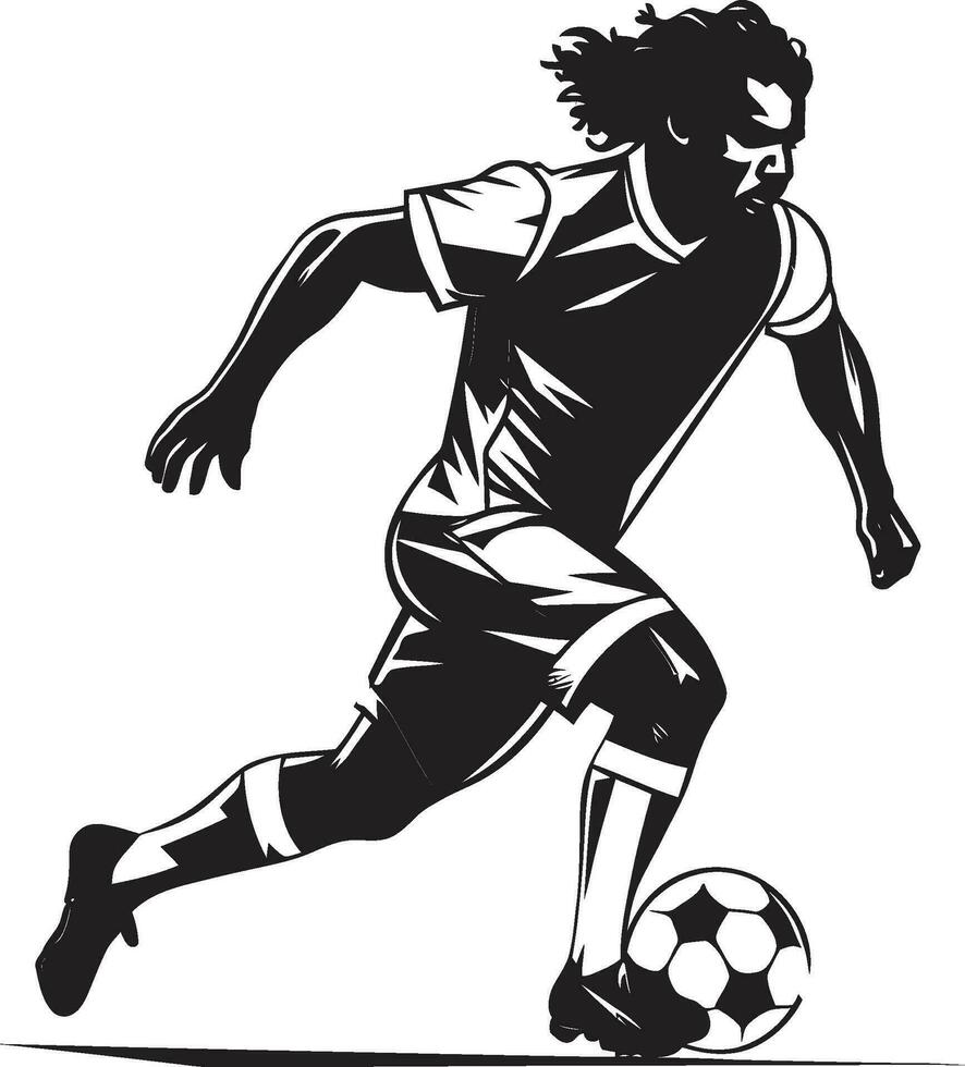 In the Zone Black Vector Portrait of Football Triumph The Athletes Journey Monochrome Vector of Victory on the Field