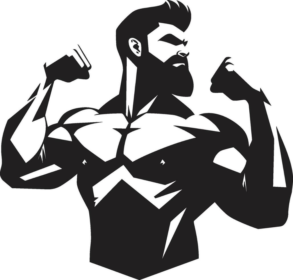 Muscle Marvel Black Vector of Bodybuilders Muscular Excellence Sculpted Excellence Monochromatic Vector of Flexing Achievement