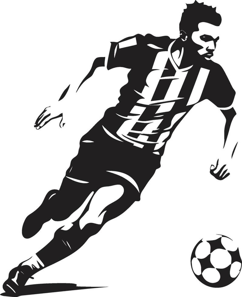 en el final zona negro vector retrato de pelotas de futbol poder triunfo en movimiento monocromo vector exhibiendo el atleta