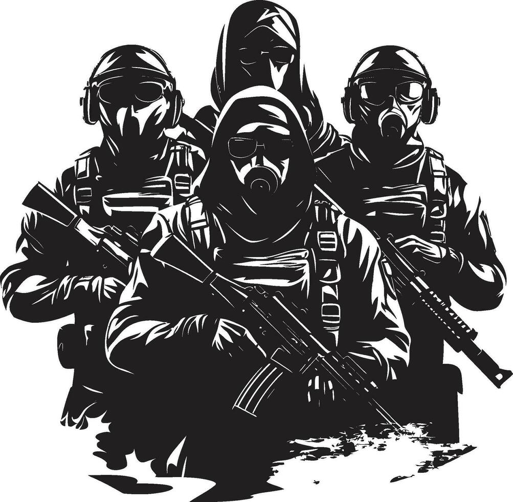 Heroes of the Night Black Vector Tribute to Silent Protectors Stealthy Defenders Monochrome Vector Showcasing Nighttime Vigilance