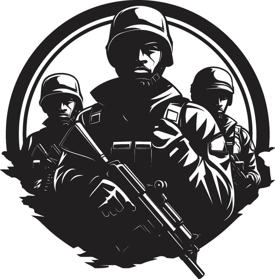 Braverys Silhouette Monochrome Vector Depiction of Nights Protectors Resilient Protectors Black Vector Tribute to Silent Vigilantes