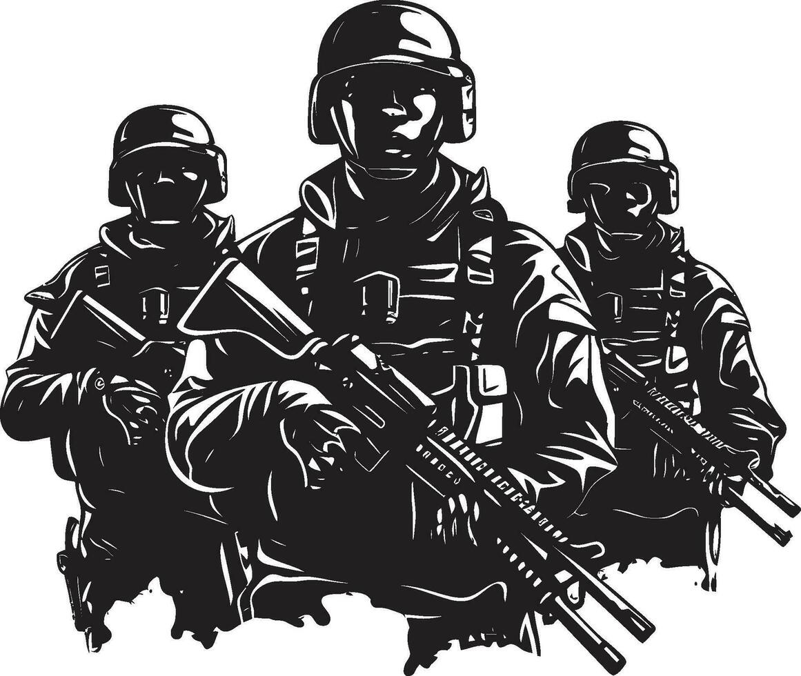 Unseen Patriots Black Vector Portrait of Loyal Protectors Heroic Watchmen Monochromatic Vector Art Celebrating the Silent Sentinels