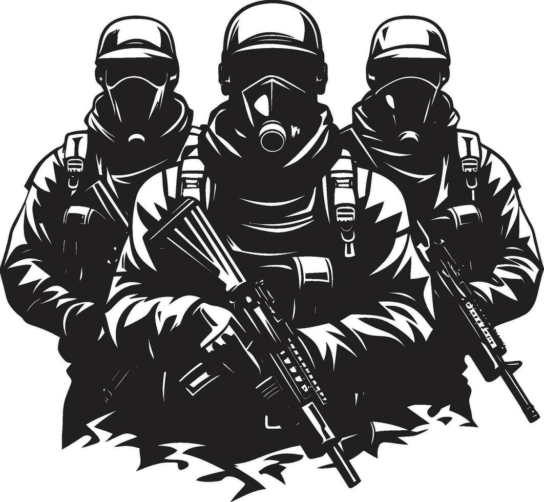 Resilient Protectors Monochrome Vector Portrait of Silent Vigilantes Dutys Call Black Vector Art Celebrating the Stealthy Sentinels