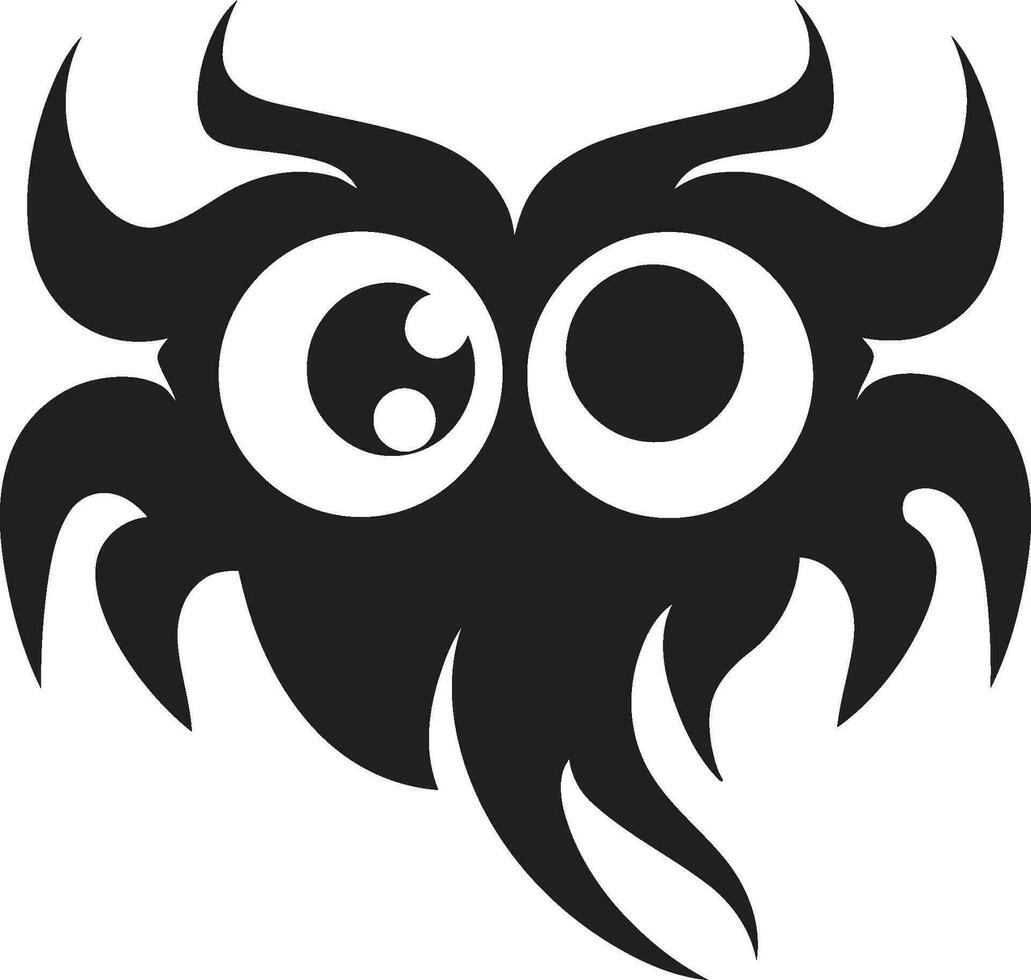 Eldritch Fright Black Vector Showcasing Grotesque Abomination Monstrous Visage Monochrome Vector Portrait of Haunting Terror