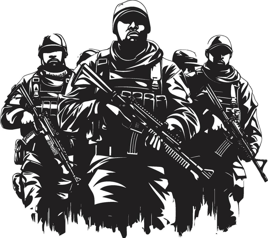 Guardians of the Dark Monochrome Vector Art Celebrating Unseen Sentinels