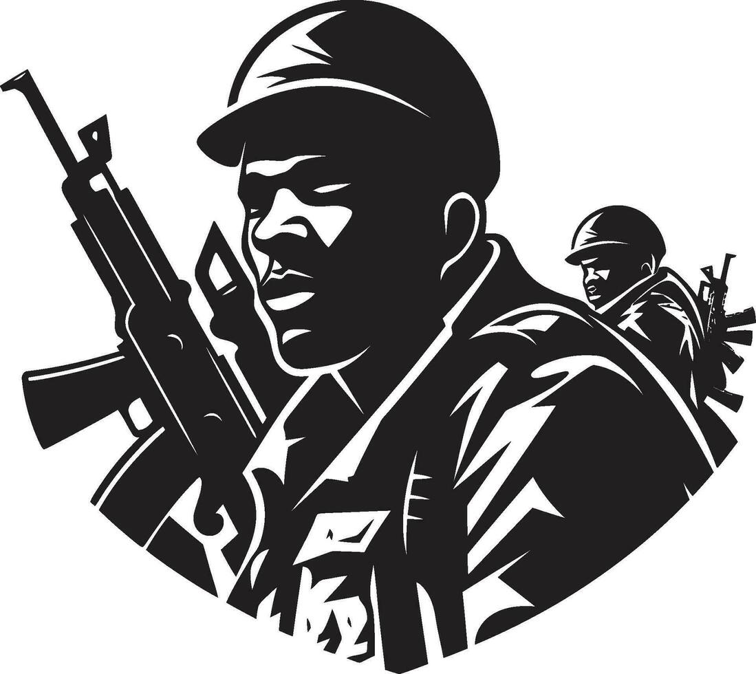 Duty in Darkness Monochrome Art Celebrating the Valor of Soldiers Soldiers of Stealth Black Vector Showcasing Courage in the Shadows