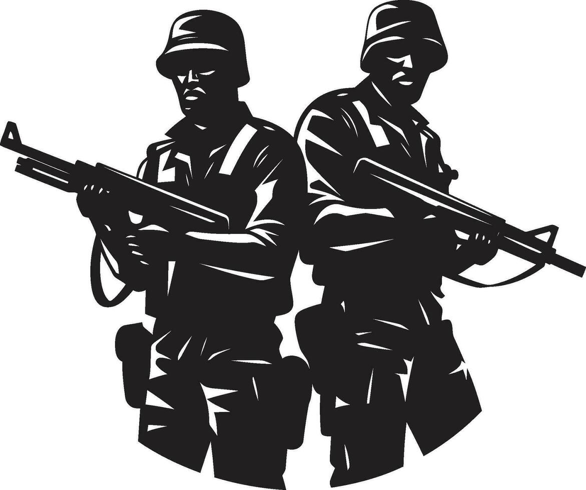 Unseen Sentinels Monochrome Vector Portrait of Heroic Vigilance Heroes of the Shadows Black Vector Art Celebrating Duty in the Dark
