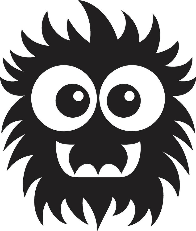 Ghoulish Giggles Black Vector Portrait of Lovable Little Terrors Creature Comfort Monochrome Vector Art Celebrating Cute Nightmares