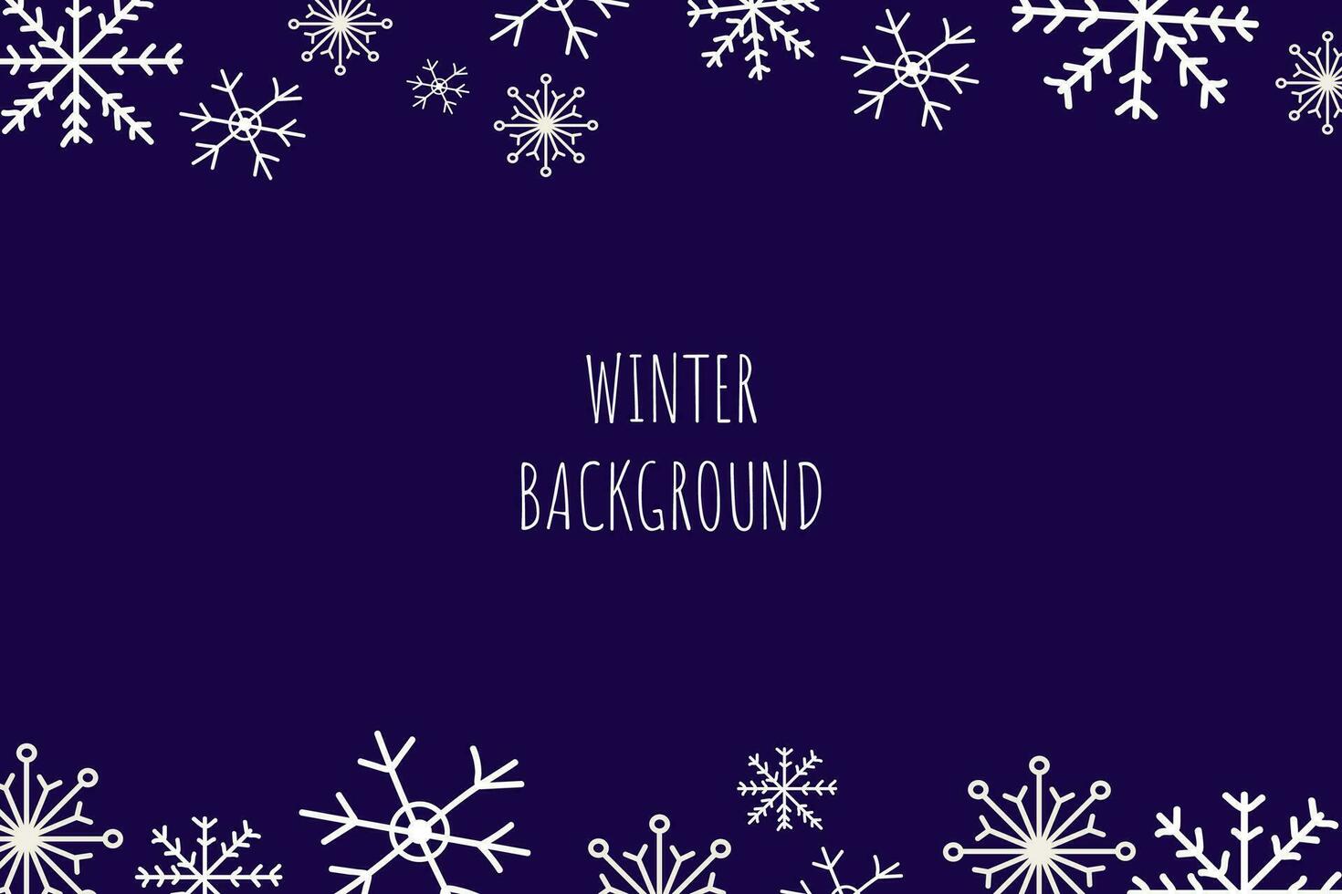 Vector winter poster with snowflakes. Minimalistic banner, placard. Winter season. Blue isolated background.