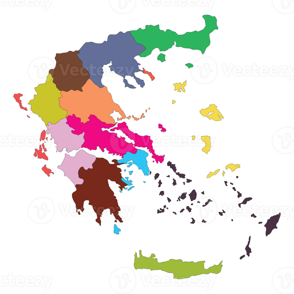 Greece map with main regions. Map of Greece png