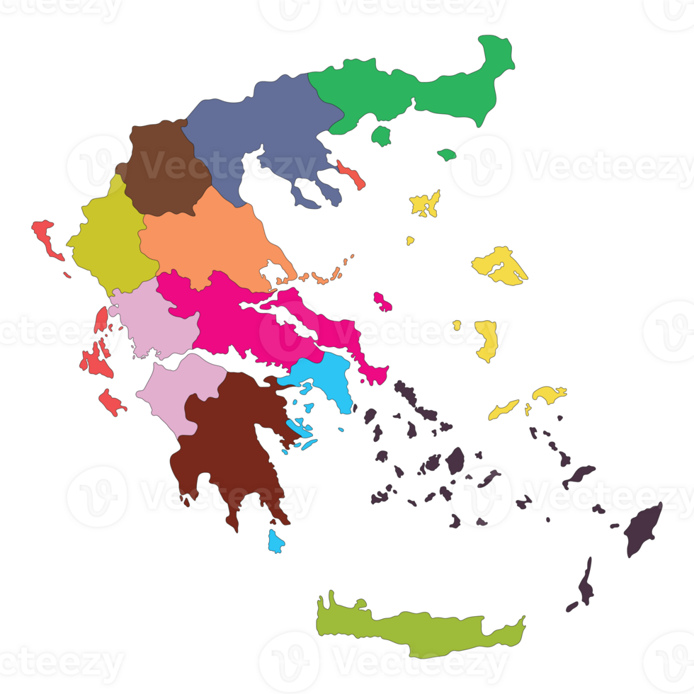 grekland Karta med huvud regioner. Karta av grekland png