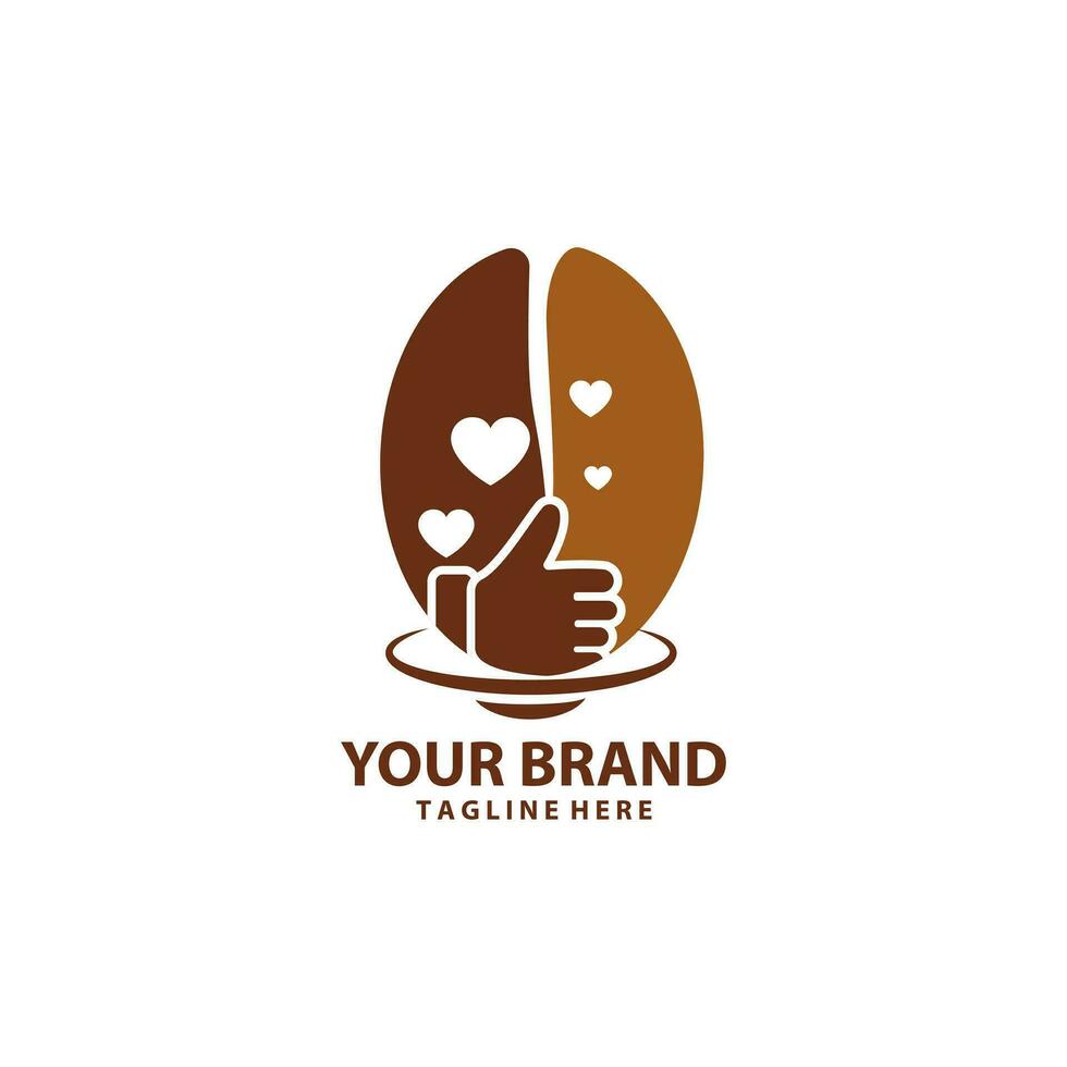 me gusta favorito café frijol logo diseño vector