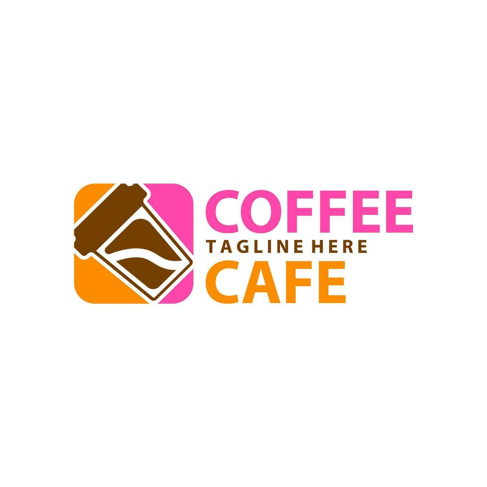 label coffee cup icon square symbol logo desain vector