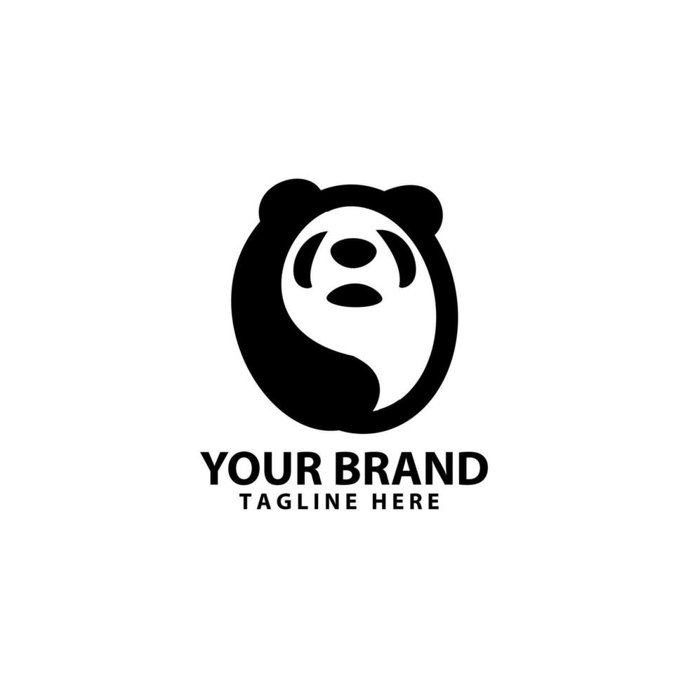 abstract panda elips symbol logo desain vector