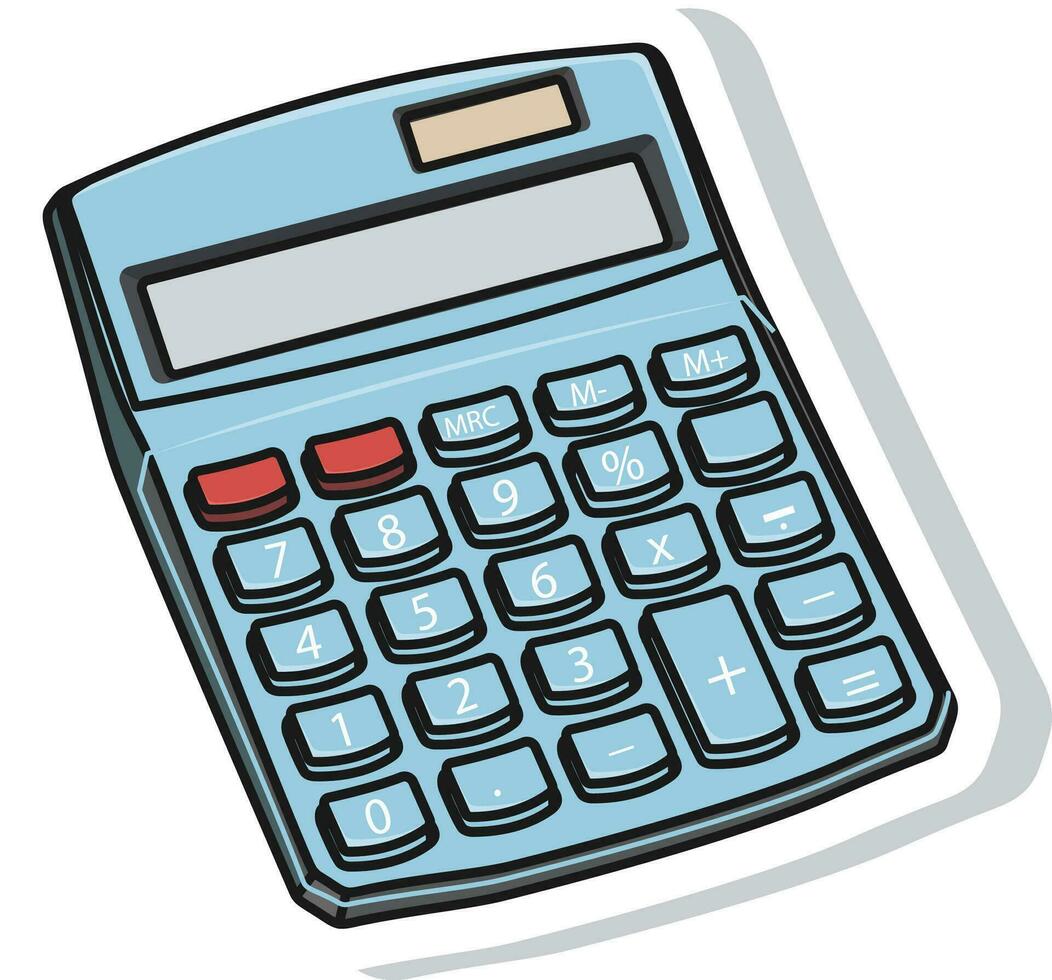 electrónico digital calculadora pegatina estilo vector ilustración. negocio y Finanzas objeto icono concepto. digital teclado dispositivo pegatina diseño logo con sombra.