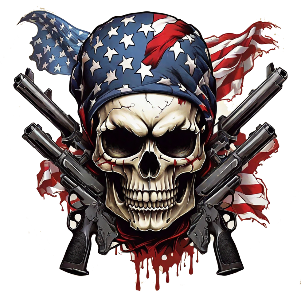 crâne avec américain drapeau dans grunge style, indépendance journée anciens combattants journée 4e de juillet et Mémorial journée. png