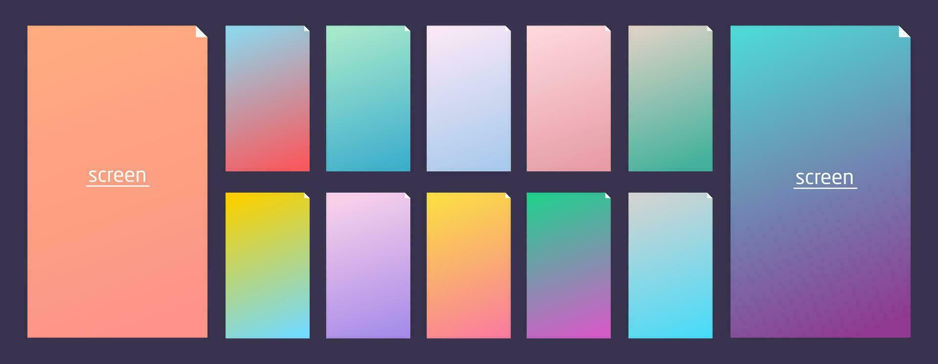 Vibrant and soft pastel gradient smooth color background set for devices, pc and modern smartphone vector