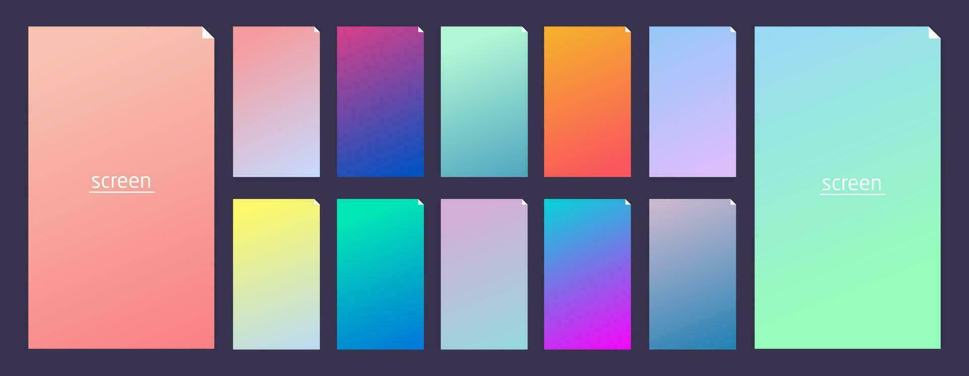 Vibrant and soft pastel gradient smooth color background set for devices, pc and modern smartphone vector