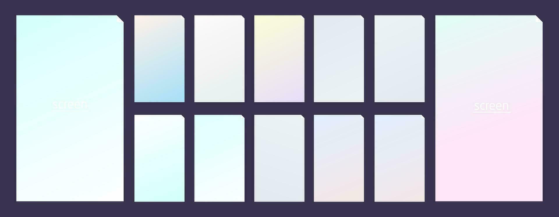 Soft pastel gradient smooth and vibrant color background set for devices vector