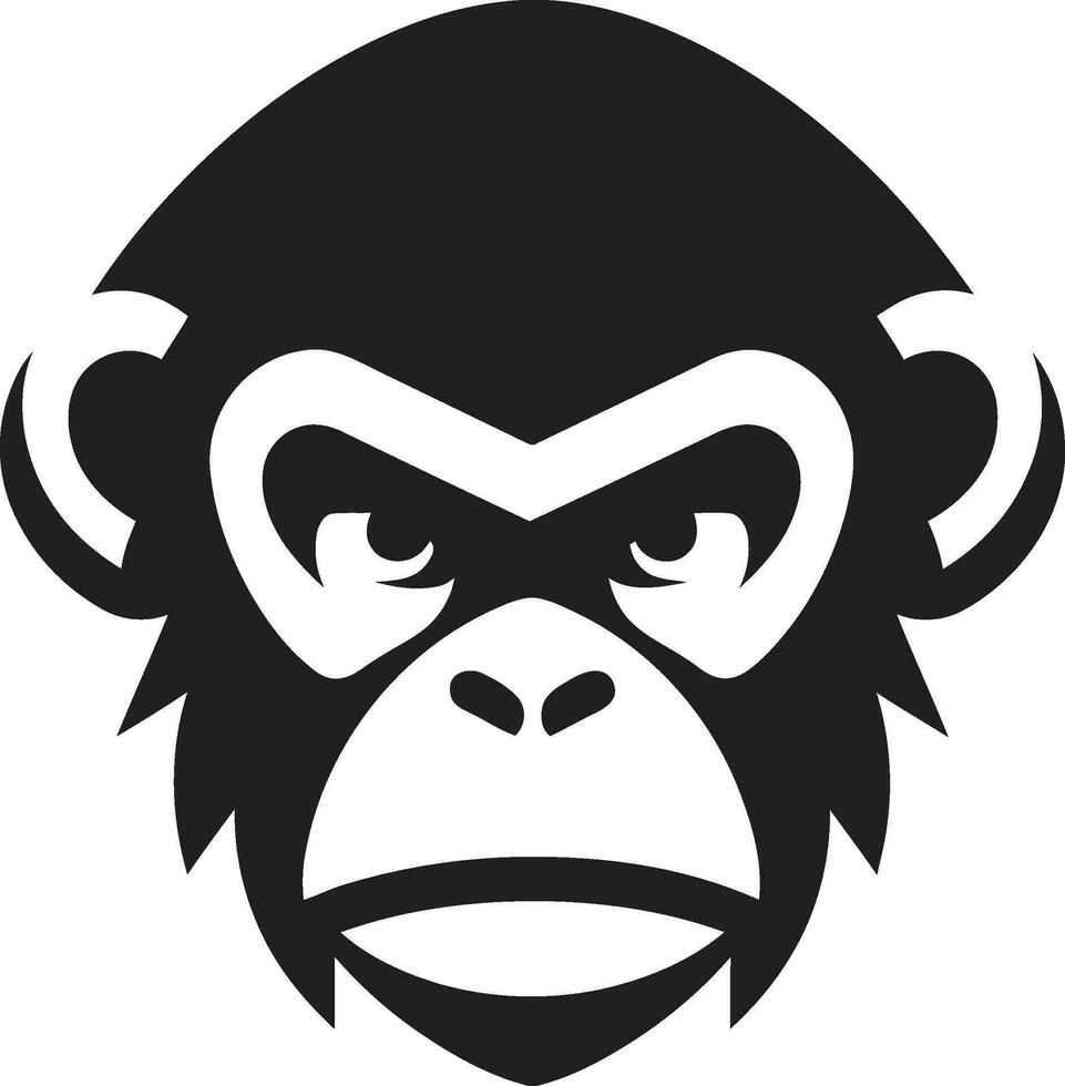 Monochromatic Magic Black Vector Wildlife Emblem The Noble Chimp A Modern Classic in Black