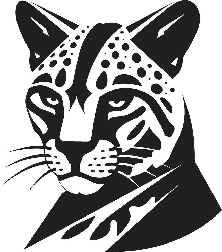 Ferocious Elegance Black Vector Ocelot Nocturnal Beauty Ocelot Emblem in Black