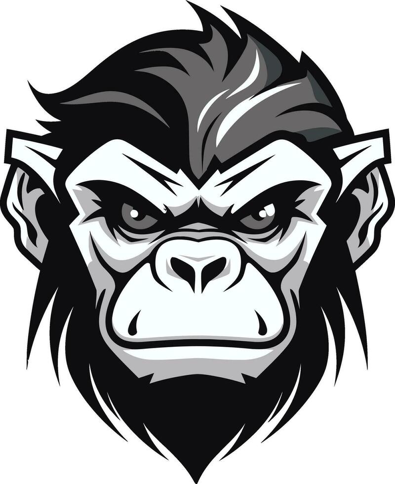 Charming Wildlife Majesty Black Chimpanzee Emblem Sculpted Beauty in Monochrome Black Vector Ape