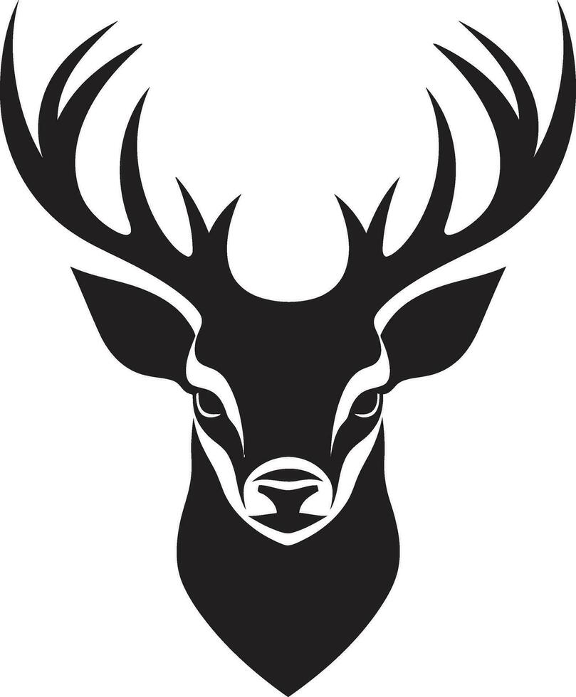 elegancia en el salvaje ciervo emblema en monocromo armónico belleza en oscuridad negro ciervo símbolo vector