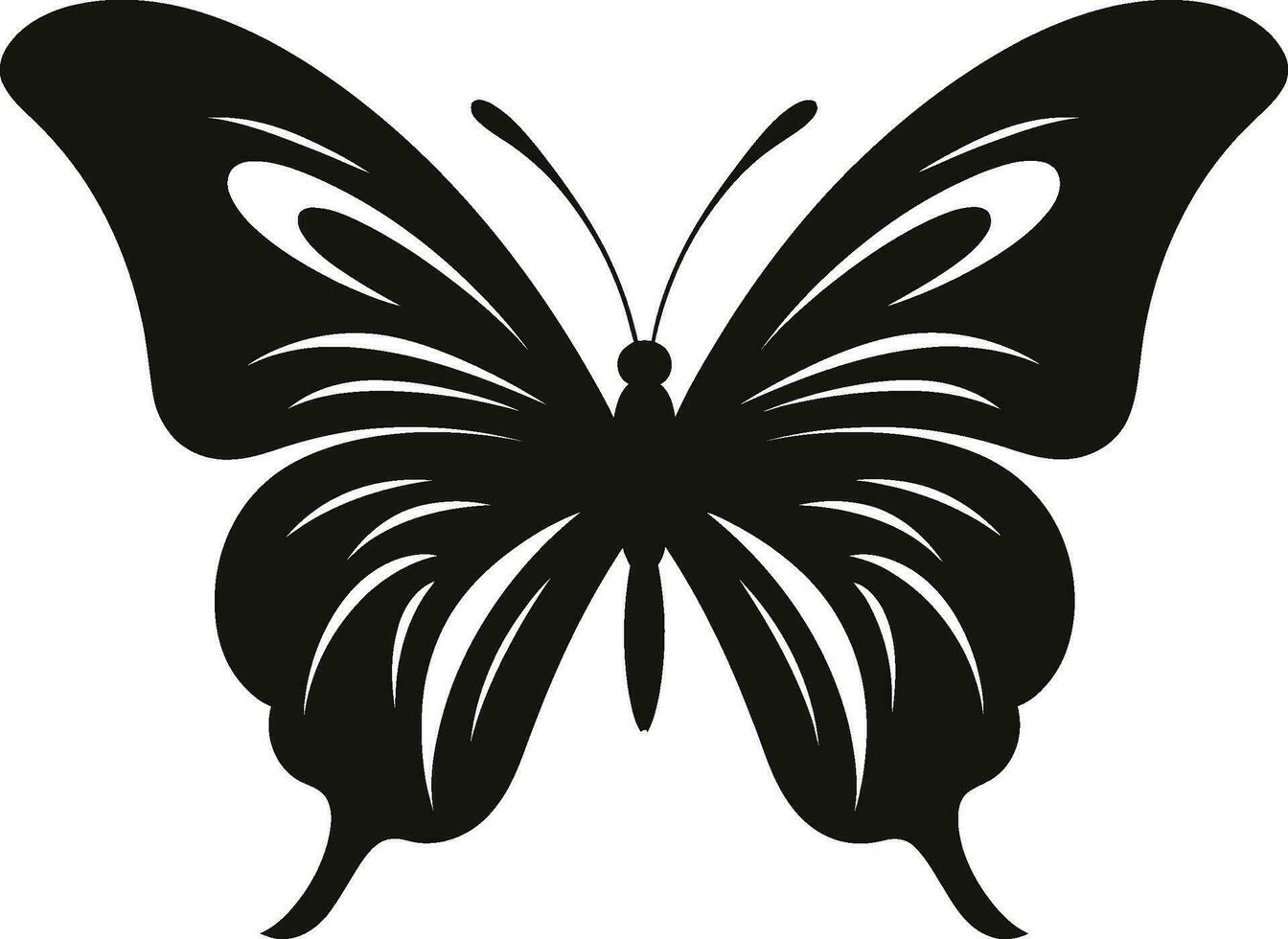 con alas esplendor negro mariposa símbolo elegante vuelo negro mariposa icono vector