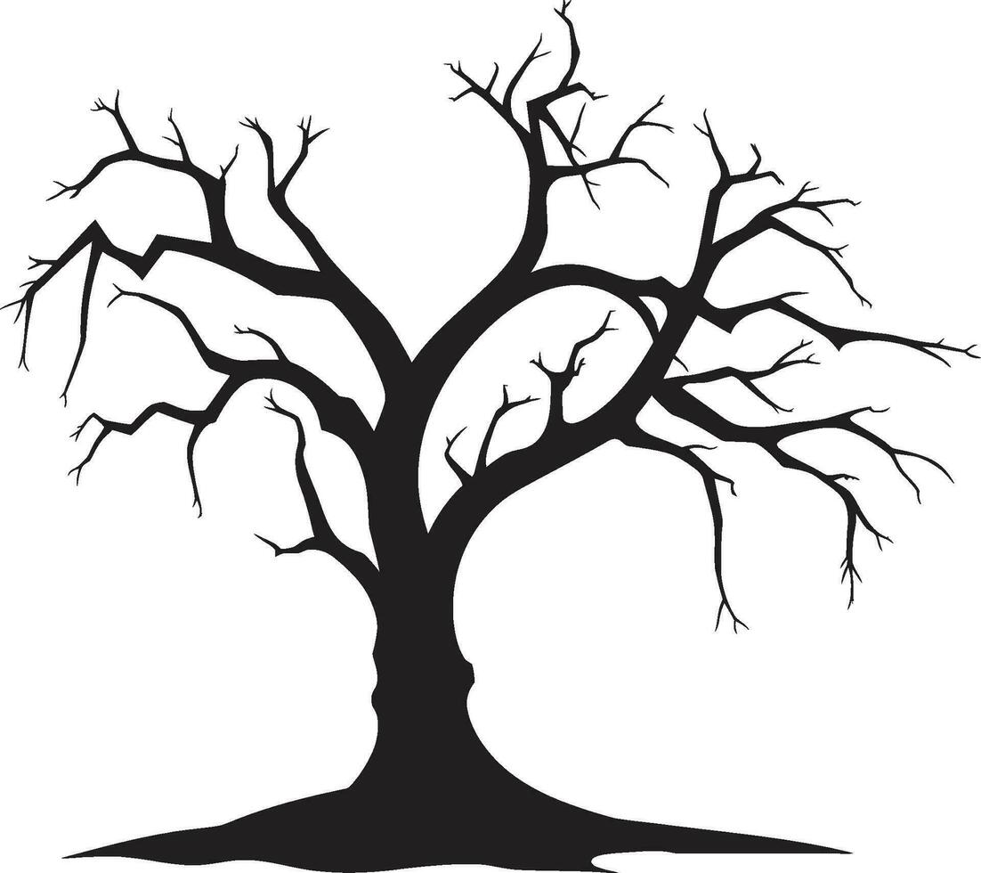 Natures Endurance Black Vector Farewell to Decay in Monochrome Timeless Solitude Monochromatic Tribute to a Lifeless Tree