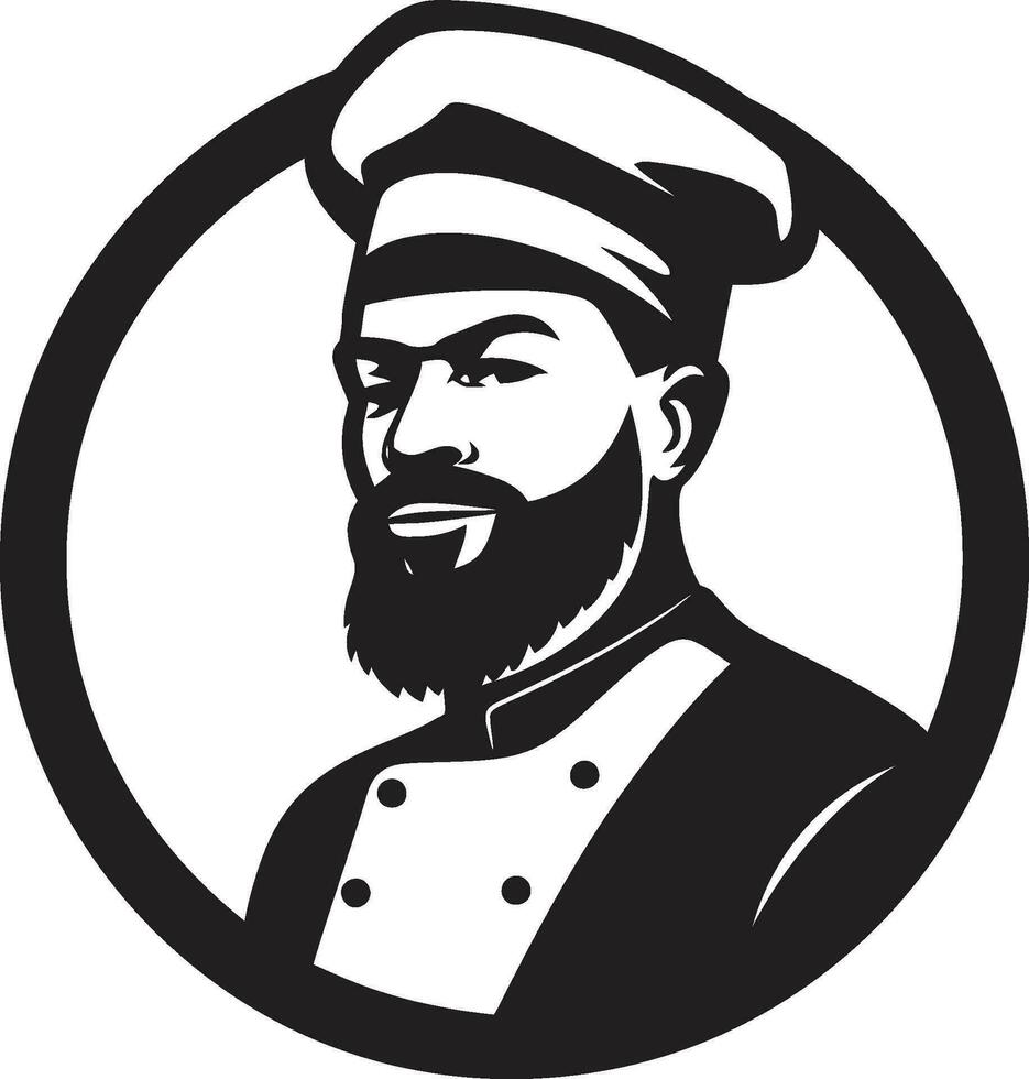 The Art of Taste Black Chefs Portrait Serving with Culinary Style Monochromatic Craft vector