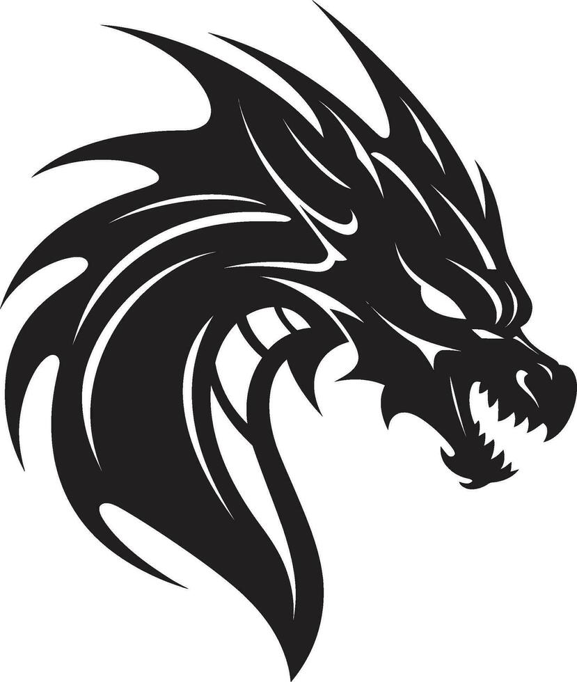 Shadowy Beast Monochromatic Vector of the Ferocious Dragon Mythical Power Black Dragons Majesty in Vector Form