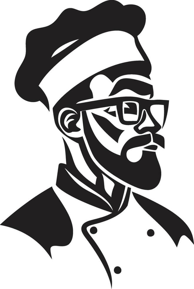 A Chefs Signature Black Vector Culinary Art Elegance on a Plate Monochrome Chef Portrait