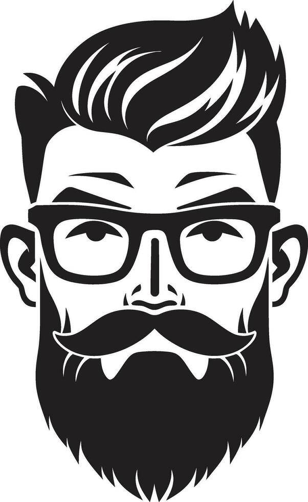 Retro Reverie Black Vector Portrait of Trendy Appeal Hipster Hero Monochrome Vector Showcasing Crafted Charm