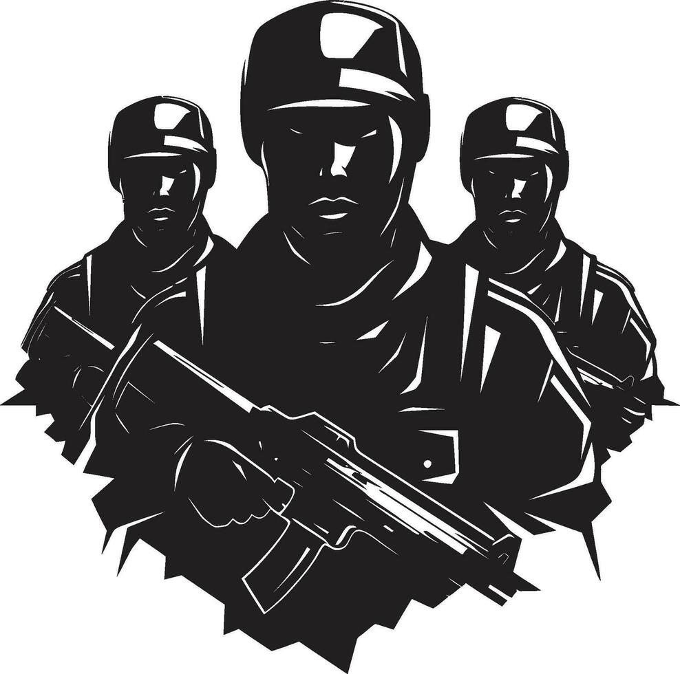 Shrouded Warriors Black Vector Depiction of Armys Dedication Duty Bound Monochromatic Vector Tribute to Nightfalls Protectors
