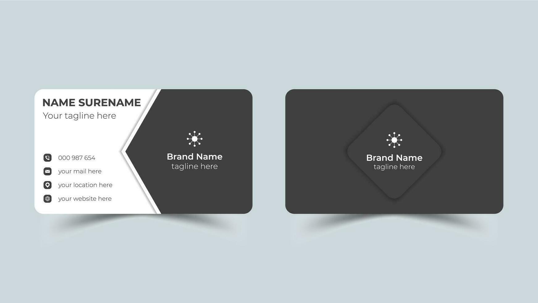 Modern professional black and white business card design vector template