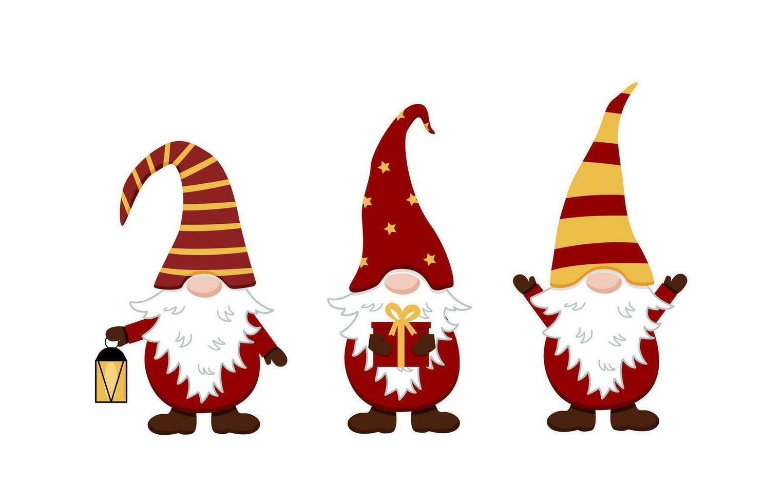 Cute dwarf Christmas. Vector illustration of a cartoon funny gnome.