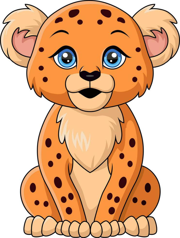 Cute leopard cartoon isolated on white background vector