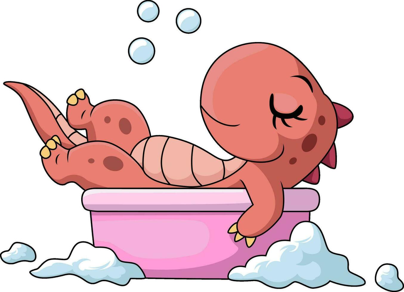 Cute dinosaur cartoon take a bath vector