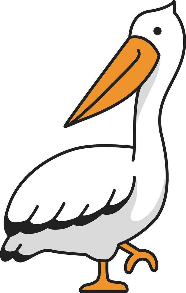 Pelican cartoon icon on the white background. Vector illustration.