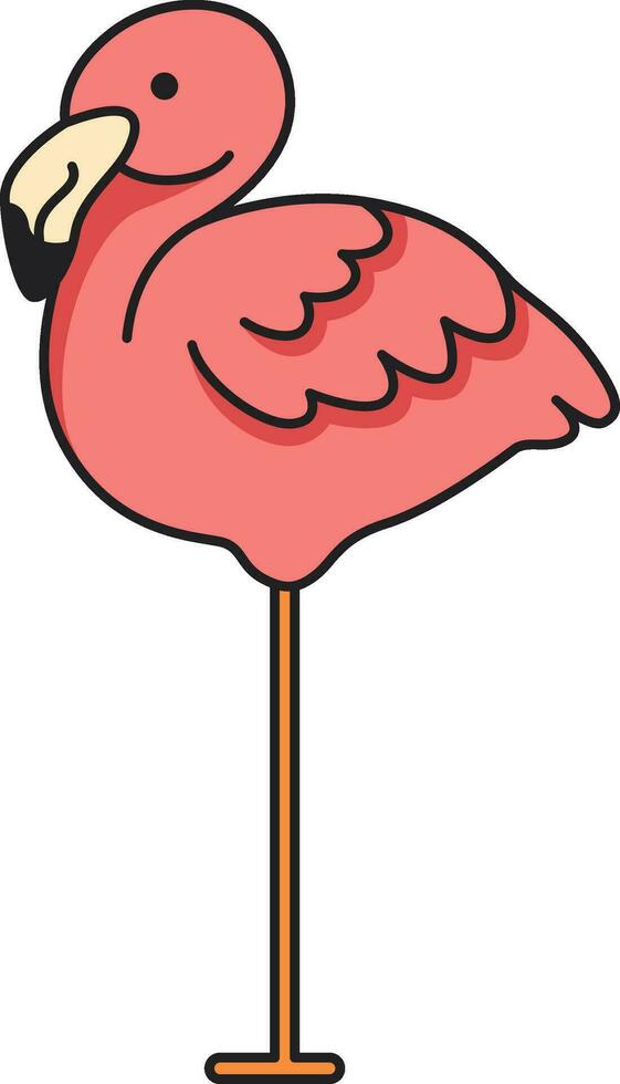 Flamingo icon in doodle style. Vector illustration.